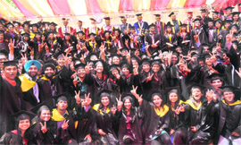 Students of Graphic Era University in a jubilant mood after receiving degrees during a convocation in Dehradun