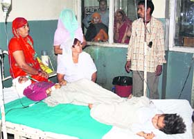Payal (left) and Varsha under medical treatment at the PGIMS in Rohtak on Tuesday