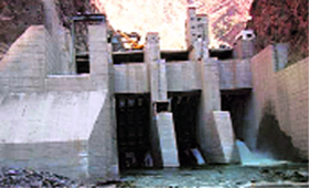 The concrete dam of the Chamera hydroelectric project (stage III).