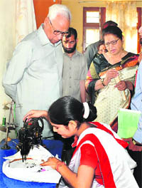 Governor NN Vohra and his wife Usha Vohra at Bal Bharti Public School in Jammu on Tuesday. 