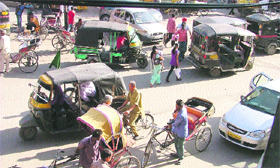 Haphazardly parked auto-rickshaws hamper the free-flow of traffic in the interior parts of Ludhiana.