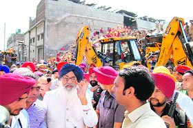 Chief Minister Parkash Singh Badal at the mishap site. 