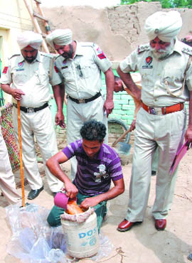 The accused had hidden the illicit liquor in huge plastic bags which had to be dug out of the ground of the distillery.