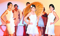 Students of the University Institute of Fashion Technology and Vocational Development participate in a fashion show at Panjab University on Wednesday.