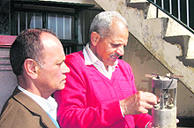 Local historian Gopal Bhardwaj shows the artifact belonging to Jim Corbett in Mussoorie on Wednesday.