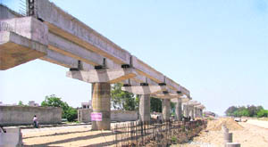 A view of the incomplete Sidhwan Canal Expressway project, Ludhiana. 