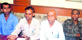 Himalayan Vahini members address a press conference on Himalayan ecology in Haridwar on Thursday.