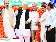 PDP patron Mufti Mohammad Sayeed at a convention of the party workers in Katra on Thursday. 