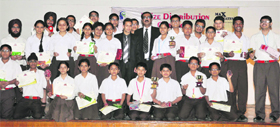 Students at a prize distribution function at DAV Public School in Ludhiana on Thursday.