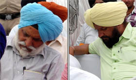Government officials take a nap as the Chief Minister addresses a gathering during his thanksgiving tour in Lambi constituency on Saturday. 