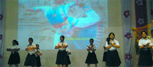 Students of The Millennium School, Bathinda, presenting  a dance to mark the Earth Day on Saturday. 