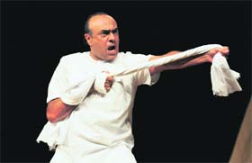 Class Act: Renowned theatre personality Rajit Kapoor performs in the play Kachre ki Hifazat, held at Tagore Theatre in Chandigarh on Saturday