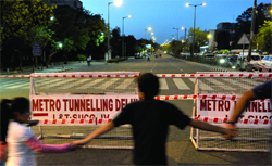 Bahadur Shah Zafar Marg partly closed due to the Delhi Metro tunnelling work in New Delhi 