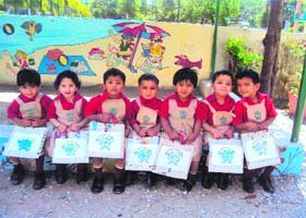 Tiny tots during a function organised by Delhi Public School on Earth Day in Dehradun on Saturday