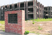 An incomplete section of the Miri Piri Institute of Medical Sciences building at Shahabad Markanda in Kurukshetra.