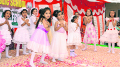Students perform during the annual prize distribution function of DCM Public School, Akhnoor, in Jammu