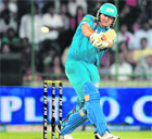 Pune Warriors Jesse Ryder plays a shot during their match against Delhi Daredevils in New Delhi on Saturday. 
