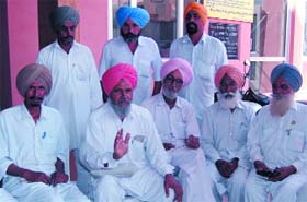 Members of BKU (Ekta-Ugraha) at a meeting held in Bathinda on Sunday to discuss water woes in view of the closure of the Sirhind canal