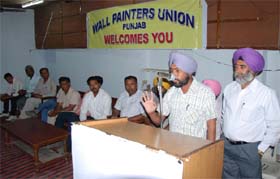 A meeting of the Wall Painters Union, Punjab, in progress at Teachers Home in Bathinda on Saturday