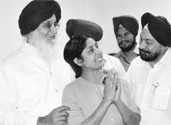 A patient in jubilant mood at the inauguration of the RSIC, Sector 70, in Mohali on Sunday.