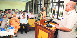 A speaker addresses a gathering at the annual conference of the Association of Biology Teachers (Colleges) at the Postgraduate College for Girls, Sector 42, Chandigarh, on Sunday. 