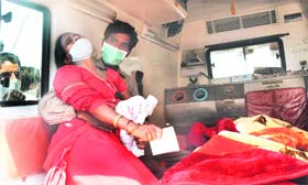 An inconsolable Chandrawati after the body of her husband Bhagwan Das was taken out of the rubble in Jalandhar on Sunday