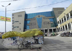 An illegal parking space auctioned by the Improvement Trust at its shopping complex in Moga. 