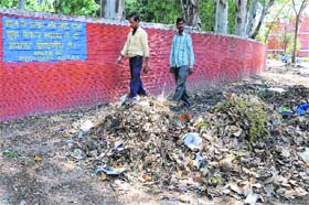 Garbage lies in front of a school at Sector 35 in Chandigarh