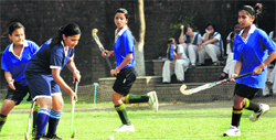 A match in progress in the Welham Girls' School Invitational Hockey Tournament in Dehradun