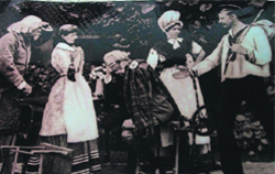 A rare photograph of Alice McDonald, mother of Rudyard Kipling (second from left), performing a Shakespearen play.