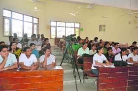 Students attend a workshop to mark National Public Relations Day at Kurukshetra University