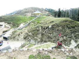 The bald landscape on the top of the Jot pass in Chamba district.