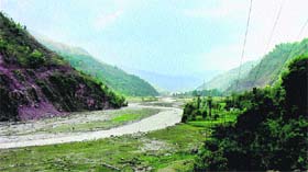 A view of the Suran river in Poonch district
