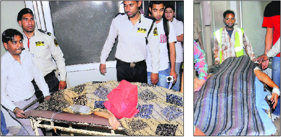 Girls found unconscious at the Leisure Valley in Sector 10 are taken to the Government Multi-Speciality Hospital at Sector 16 in Chandigarh on Wednesday.