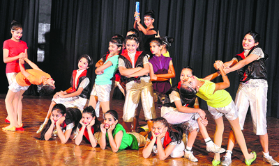 Students perform during the annual prize distribution function at Delhi Public School in Sector 40 of Chandigarh on Wednesday. 
