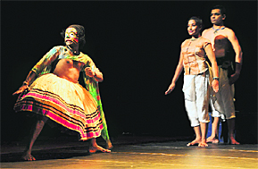 Artistes perform Jalamat the Tagore Theatre, Sector 18, Chandigarh, on Wednesday. 