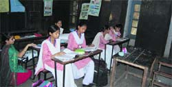 Only six students study in a class of Government Girls High School, Lakar Bazar, where there are 44 students in all.