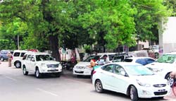 A number of vehicles, belonging to BJP aspirants for MC ward tickets, parked outside MP Navjot Sidhus residence in Amritsar