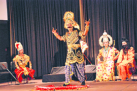 A scene of Sita Swayamvara from a light-and-sound show based on the Ramayana at Open Air Theatre, MACC, in Kurukshetra.