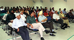 Vice-chancellor of the Central University, Punjab, Dr Jai Rup Singh and the Dean, Students Welfare, Dr Paramjit Singh Ramana along with the other guests, listening to the special lectures on Friday