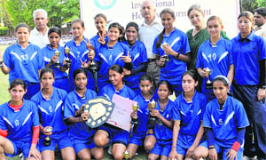 The MKP Girls College hockey team that won the Second Welham Girls Invitational Hockey Tournament in Dehradun on Friday. 