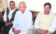 State Assembly Speaker Govind Singh Kunjwal (centre) in Almora on Friday. 