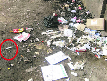 Biomedical waste dumped in the open in the General Hospital at Fatehabad. 
