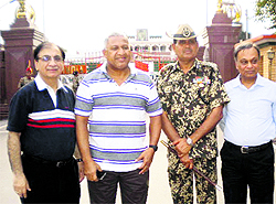 Fiji Prime Minister Josaia Vorege Bainimarama (second from left) visits the Attari-Wagah joint check post on Friday