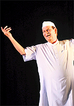 An artiste performs during the dramastisation of one of Rabindranath Tagores plays in Kashmiri during the Tagore Theatre Festival-2012 in Jammu on Friday