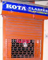 The locked door of the coaching institute in Amritsar.
