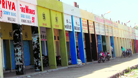 A view of the shops which sell firecrackers at Jahajgarh market in Amritsar on Saturday.