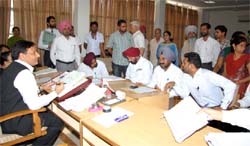 District and sessions judge SK Aggarwal during a hearing at the Lok Adalat, which was held in Bathinda