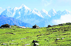 A view of the Panchachuli peaks in Pithoragarh district