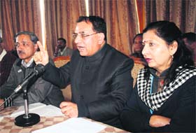 BJP MLA Suresh Bhardwaj addresses the media in Shimla on Saturday